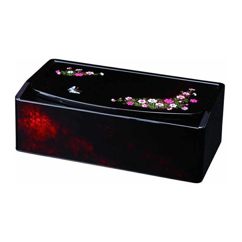 紀州塗り ティッシュボックス 鏡付き コスモス （金蒔絵・引出しなし） 和風 和室 おしゃれ 木目 インテリア 日本製