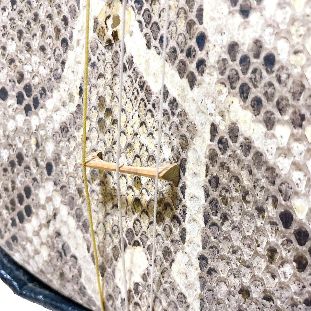 ジャンク】沖縄三線 本皮 蛇皮 沖縄三味線 和楽器 弦楽器 バチ