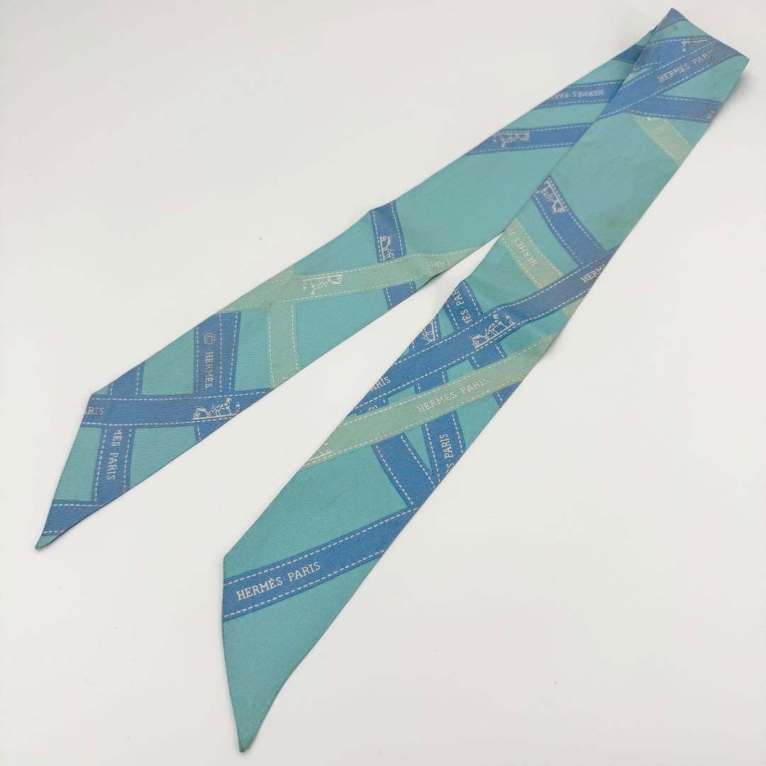 送料無料 エルメス HERMES ツイリー リボンスカーフ ボルデュック柄 シルクスカーフ