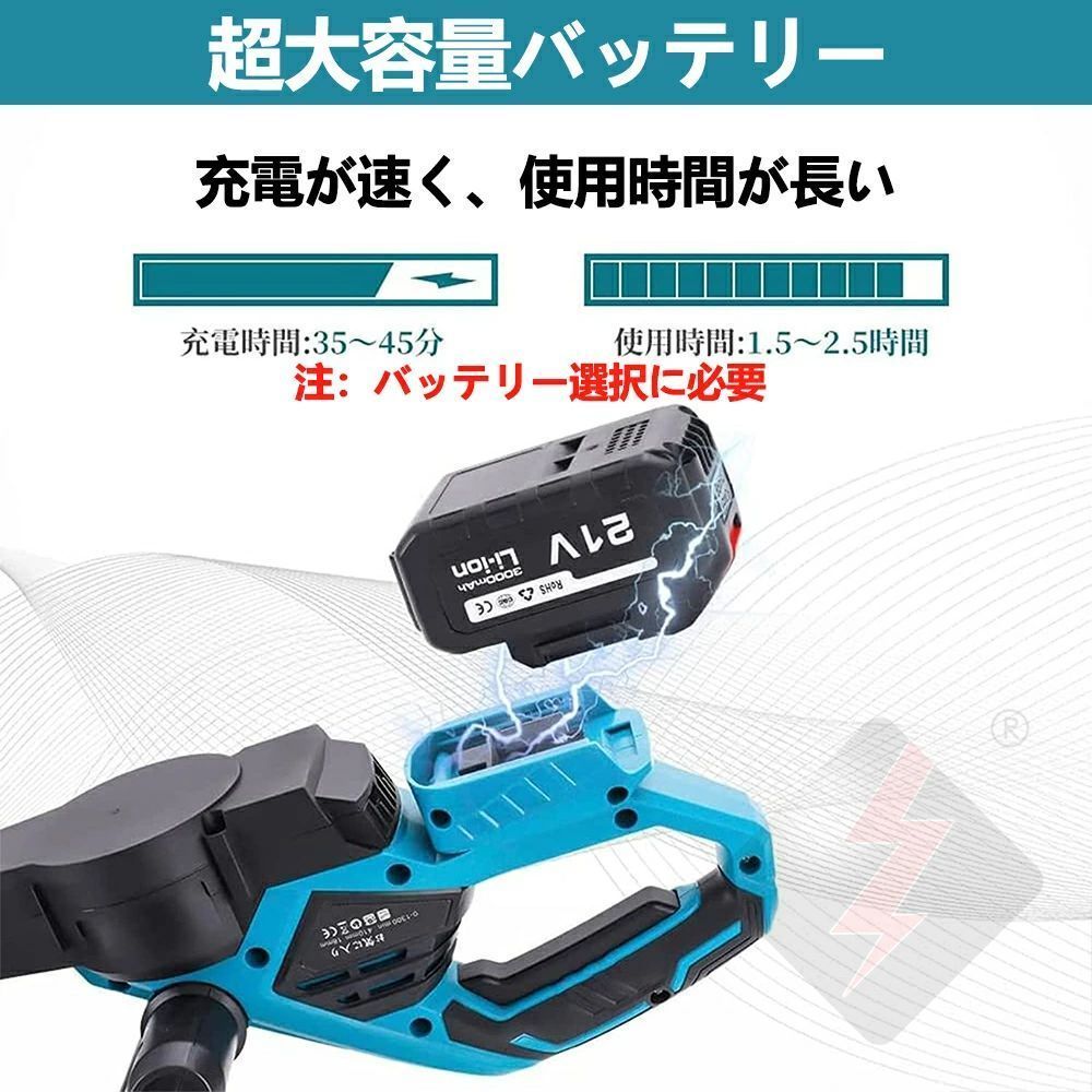 品質保証 充電式ヘッジトリマー生垣バリカン剪定バリカン草刈り機ノコギリ最大切断のこぎり電動刈込幅530mmバッテリ