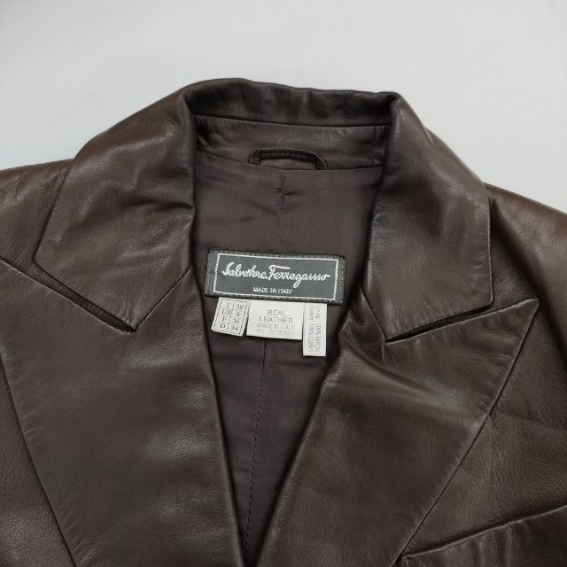 Salvatore Ferragamo イタリア製 レザー 革 コート ブラウン