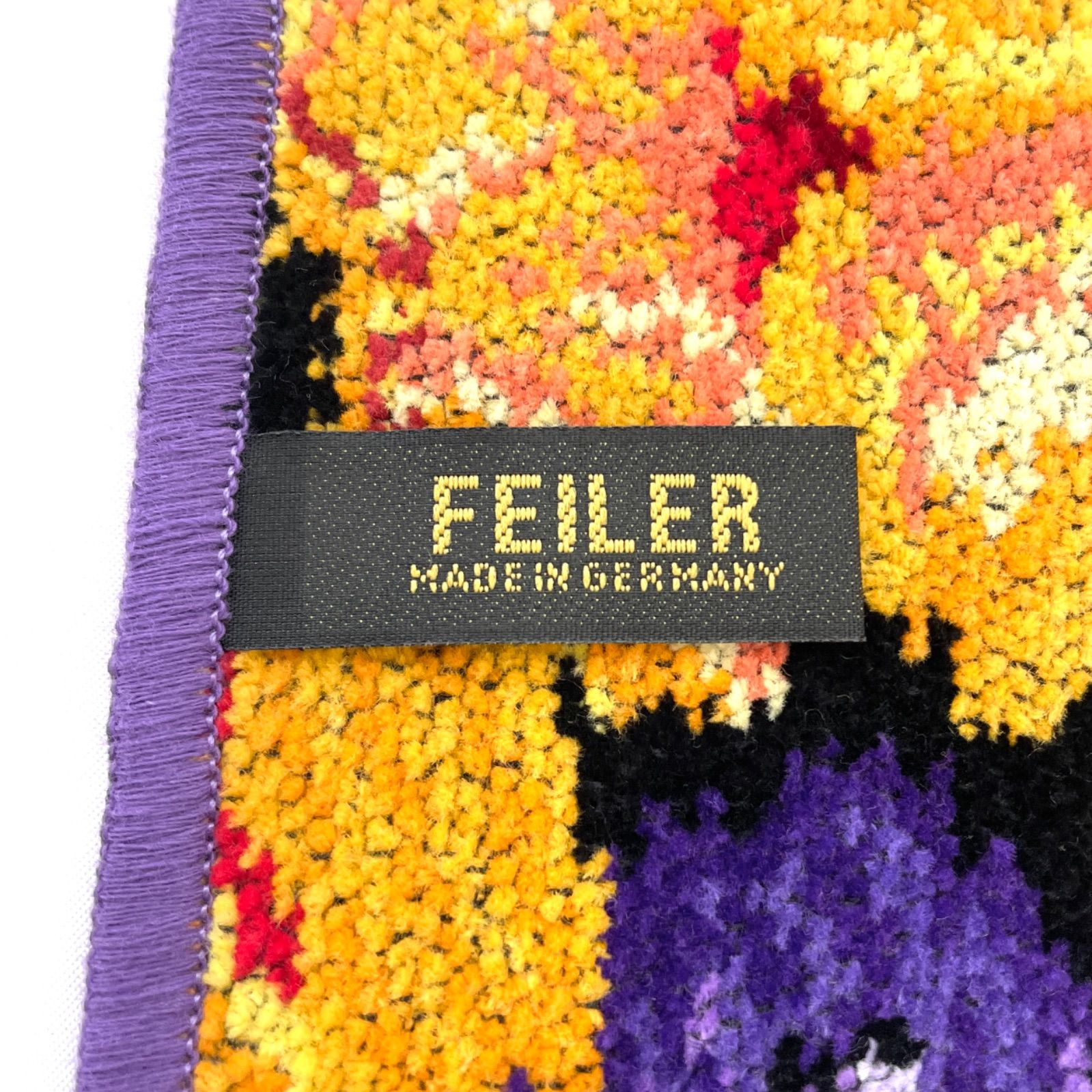 Y507-261 FEILER フェイラー タオルハンカチ 1枚 花柄 ブラック