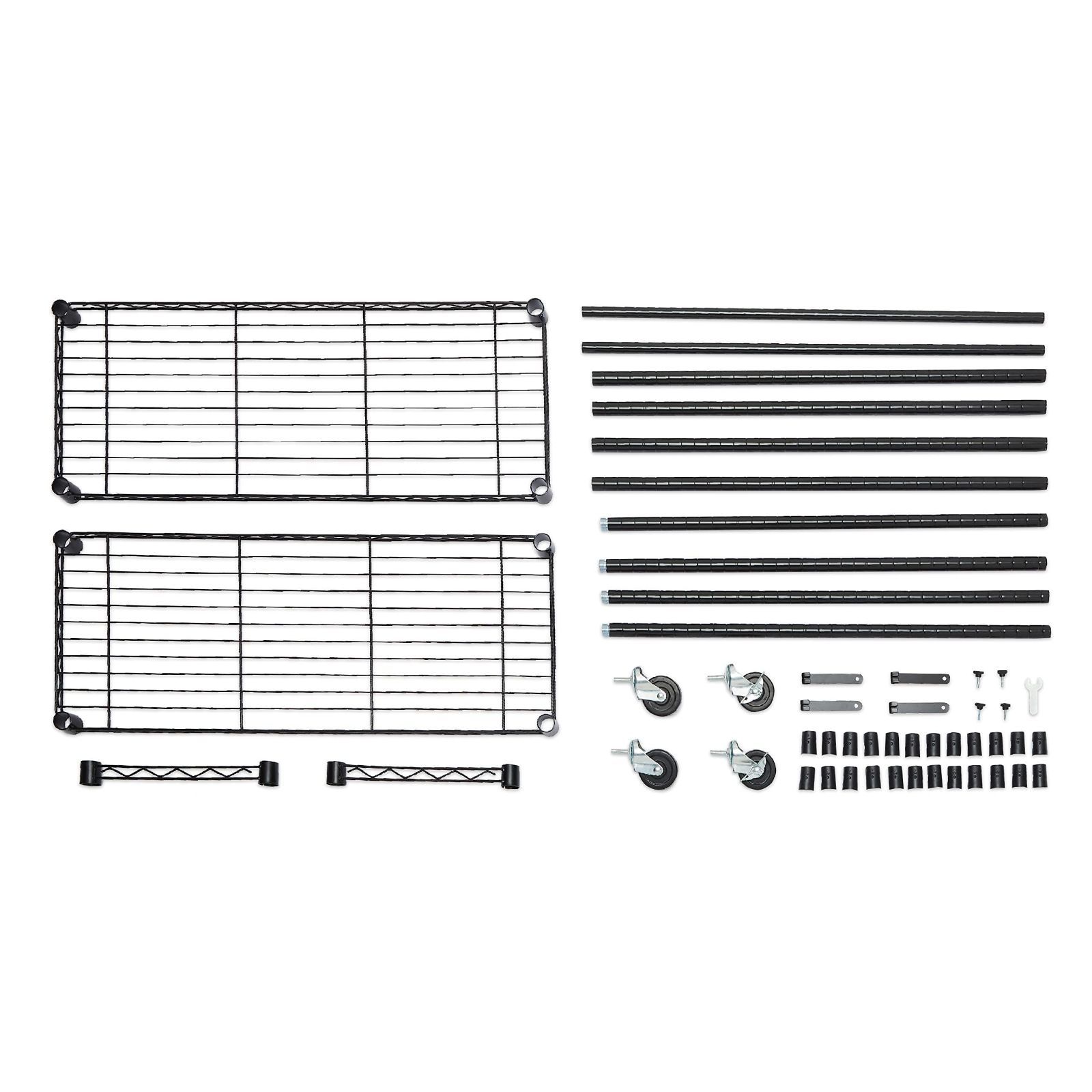 ベーシック ハンガーラック 2段 洋服ラック 耐荷重181kg 頑丈 キャスター付き 棚付き 耐荷重181kg 幅91.4 x 奥行35.6 x 高さ182.9 cm ブラック