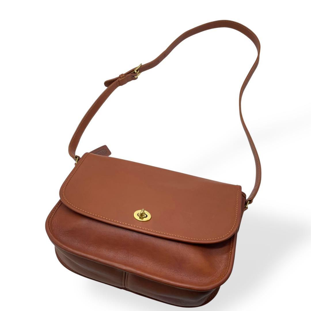 【極美品】　COACHコーチレザー　ショルダーバッグ　ブラウン　男女兼用 極美品 COACH オールドコーチ ショルダーバッグ USA製 レザー