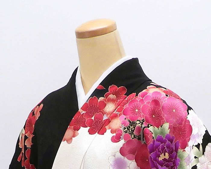 専用 KL1746 振袖 正絹 身丈169.5cm 着物 成人式 トールサイズ 振袖 正絹 梅 桜 牡丹 身丈170.5cm 裄丈67.5cm 美品 中古