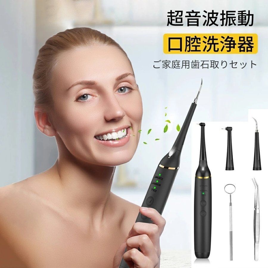 超音波歯クリーナー 口腔洗浄器 USB 充電式 超音波振動 クリーニングキット