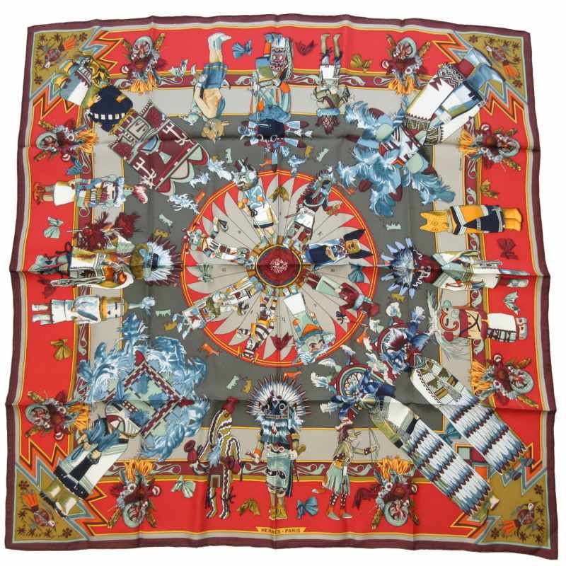 エルメス HERMES カレ90 KACHINAS カチナ スカーフ ストール ショール 
