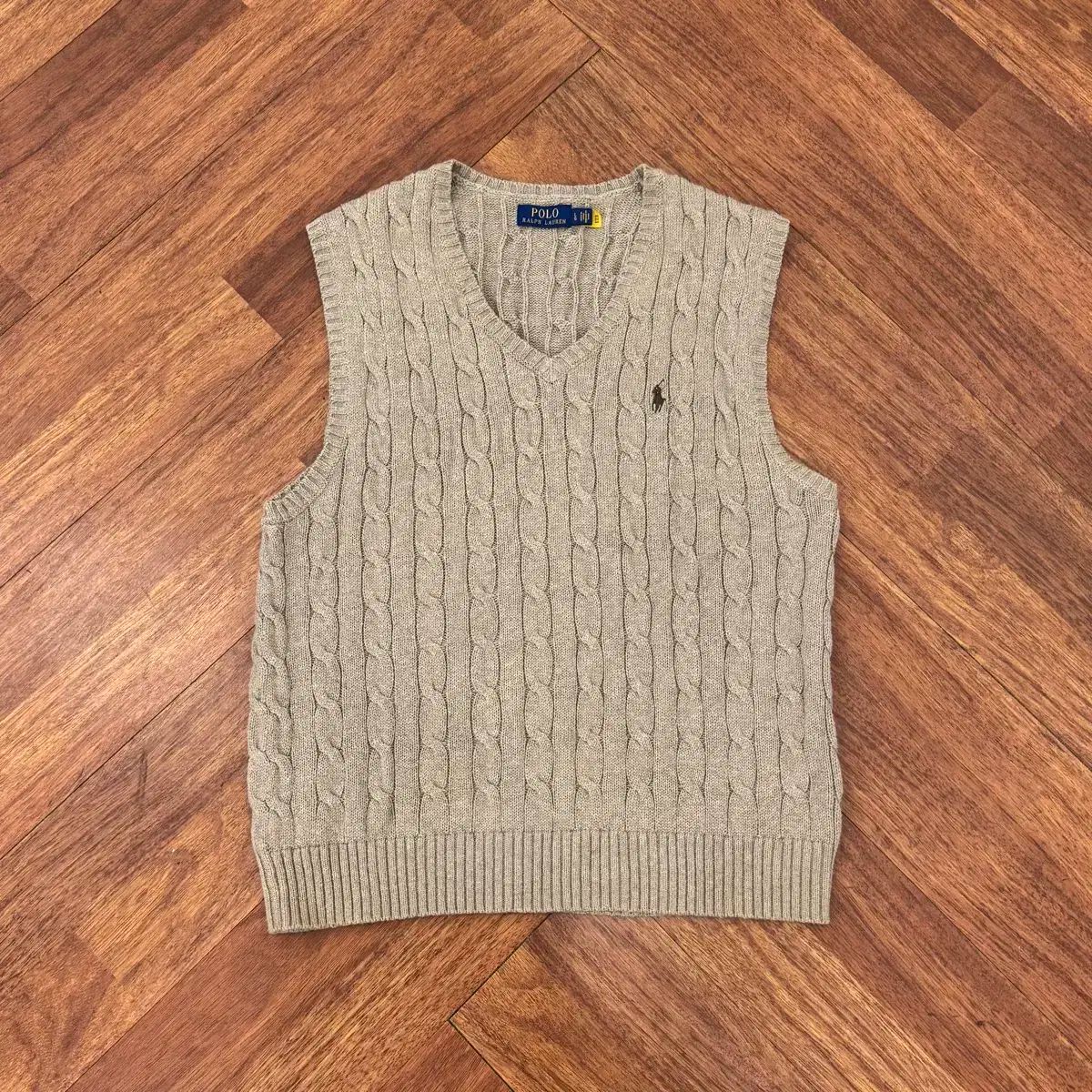 L ポロ Ralph Lauren(ラルフローレン) オートミール ケーブル ニット セーター ベスト