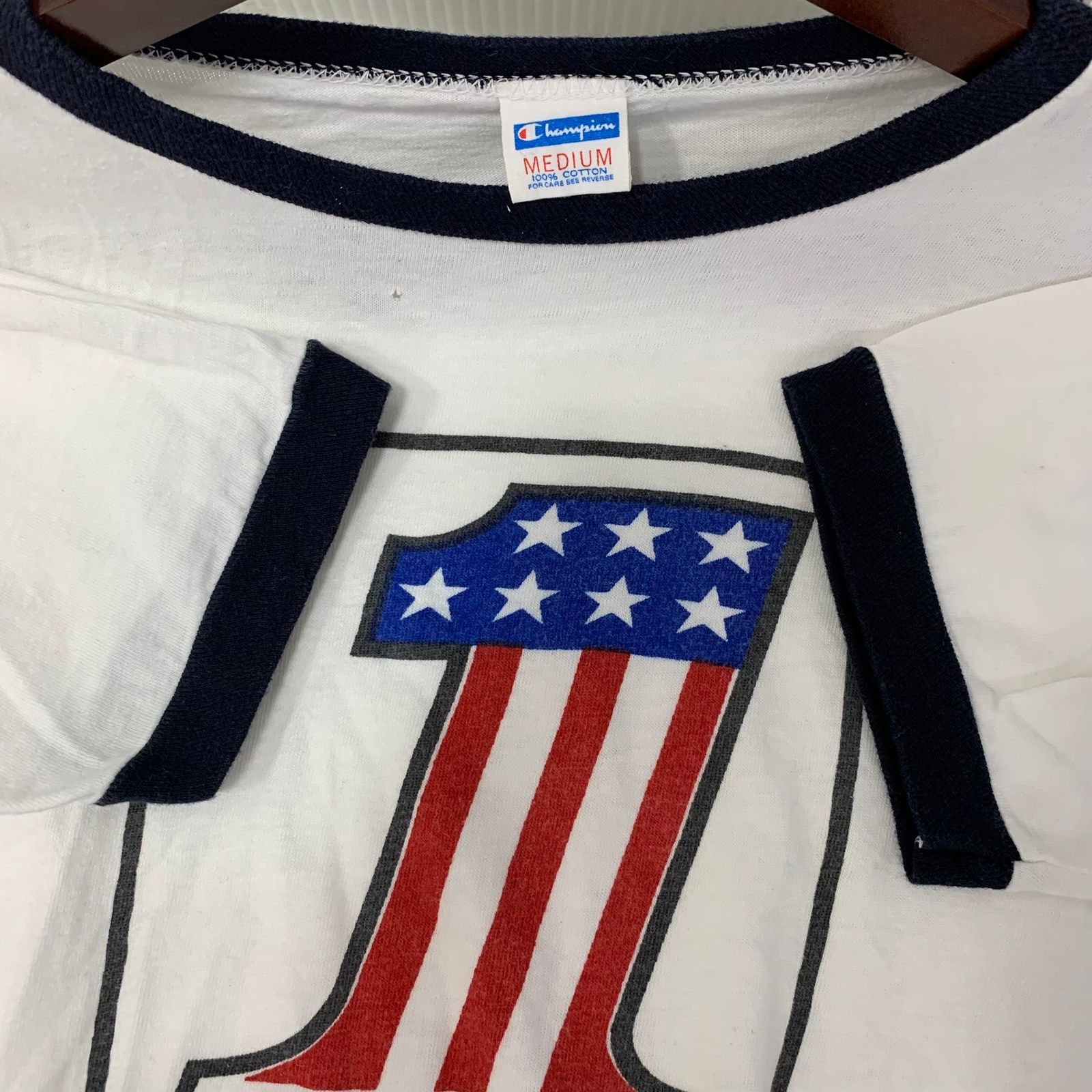 70s ハーレーダビッドソン×チャンピオン　リンガーT 総柄　No.1 Harley Davidson No.1 Print Ringer T-Shirt (80s