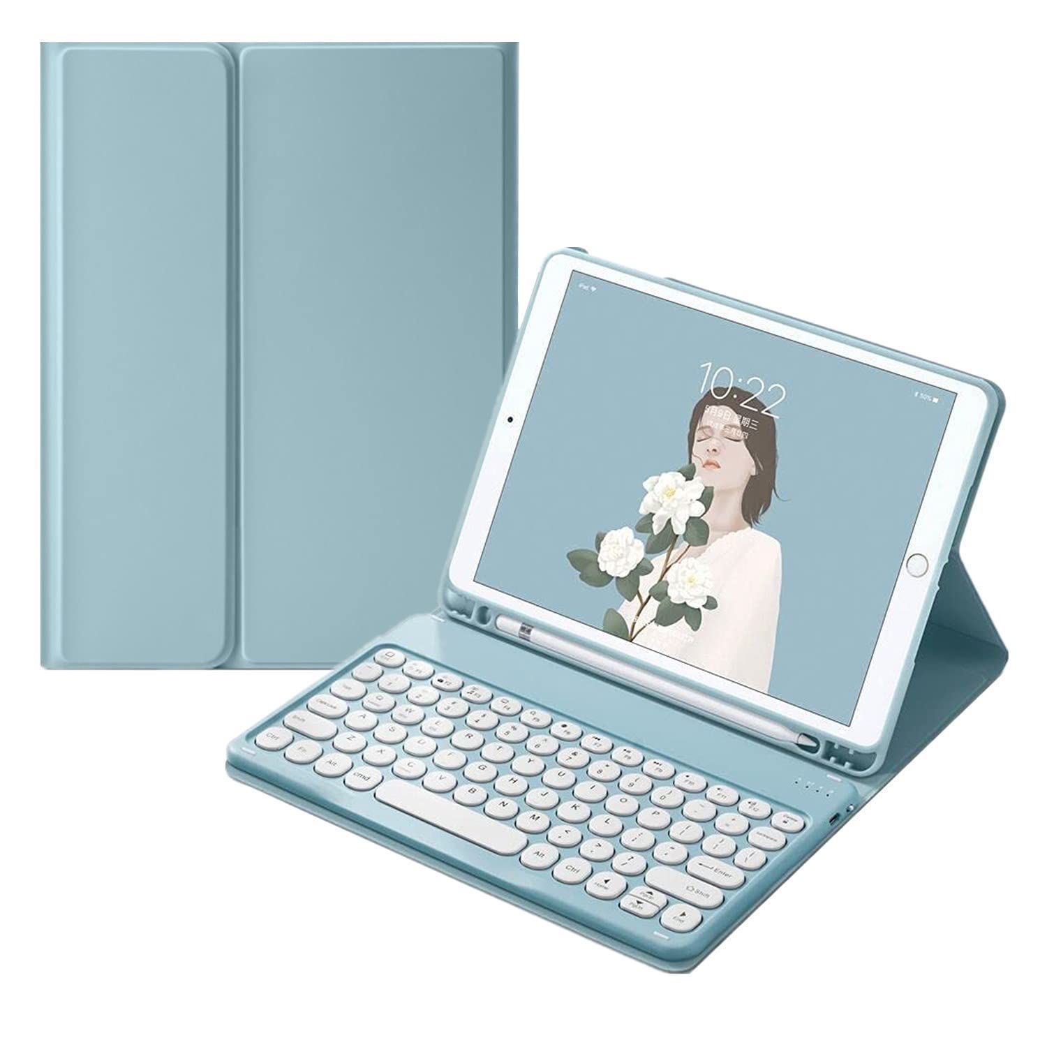 【人気商品】iPad9 iPad8 iPad7 iPad 2021 Air3 Pro10.5 キーボード ケース 丸型キー 可愛い カラーキーボード カラフル 第 9 8 7 世代 アイパッド 10.2 10.5 インチ 丸い 分離式 キーボード付き カバー