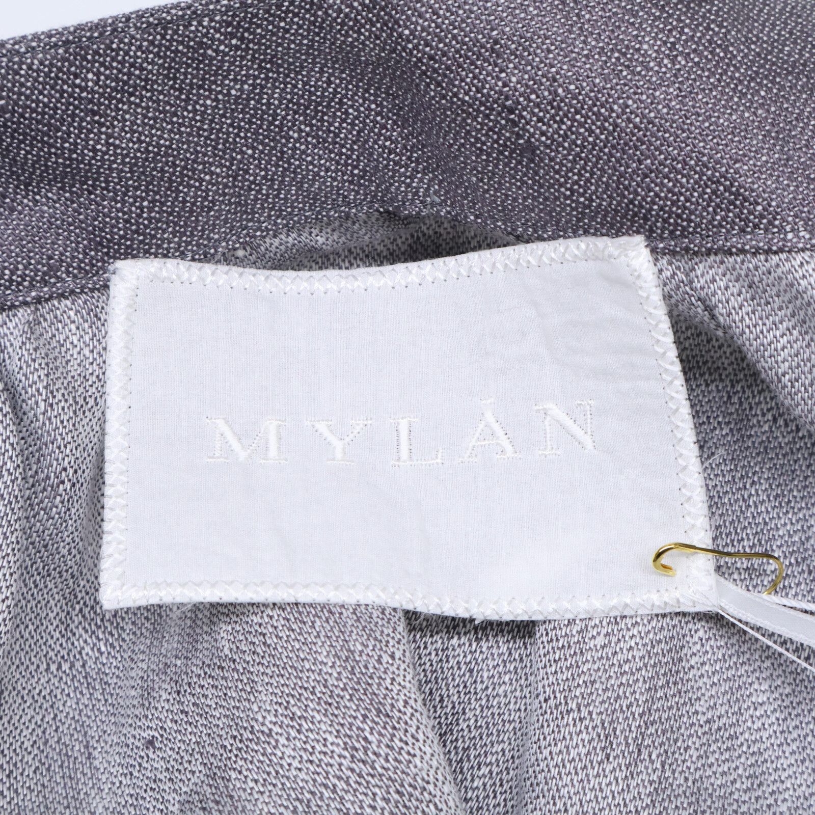MYLAN マイラン グレー リネン100 ワンショルダーリボントップス