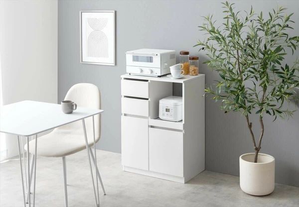 3色展開 キャスター付き Cyrus レンジ台 レンジボード キッチン収納 食器棚 イーナ