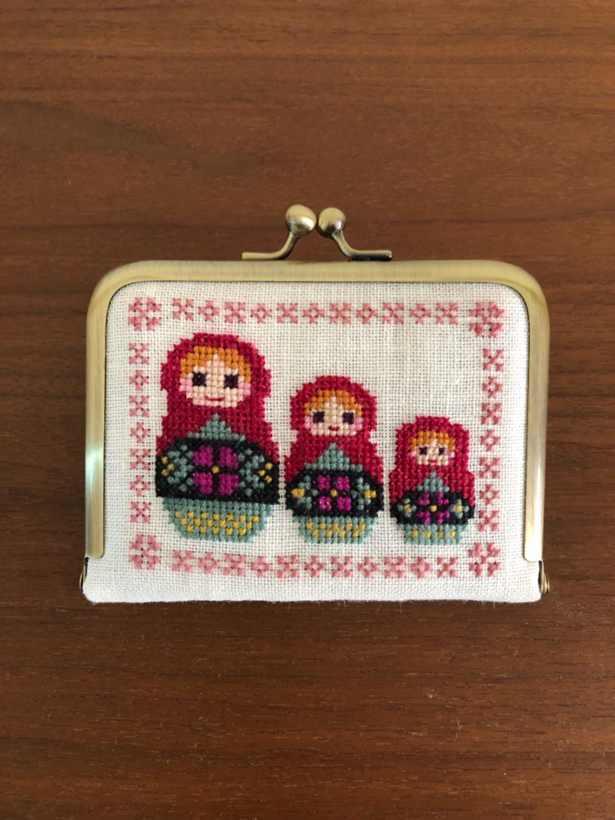 がま口 ソーイングセット ニードルブック 刺繍 マトリョーシカ 赤 ...