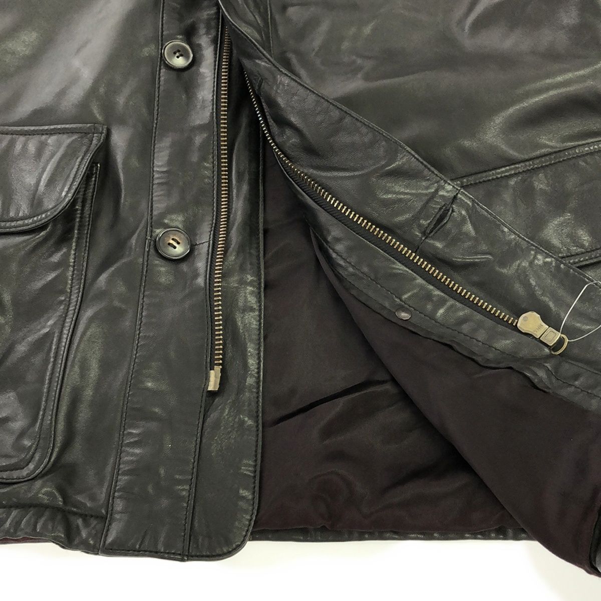 LOEWE ロエベ Vintage Lether Coat ヴィンテージレザーコート ジャケット  ブラック 52