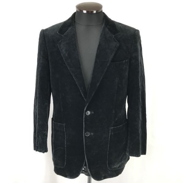 80s-90s|西ドイツ製生地|Vintage CINQ ベロア×コーデュロイ|テーラードジャケット 165cm|90A4|メンズM|黒|black 昭和| |Made in Japan◆cBH281<sale>