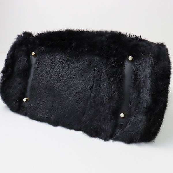 KANEKO ISAO カネコ イサオ ラビットファー ハンドバッグ /ブラック 黒  