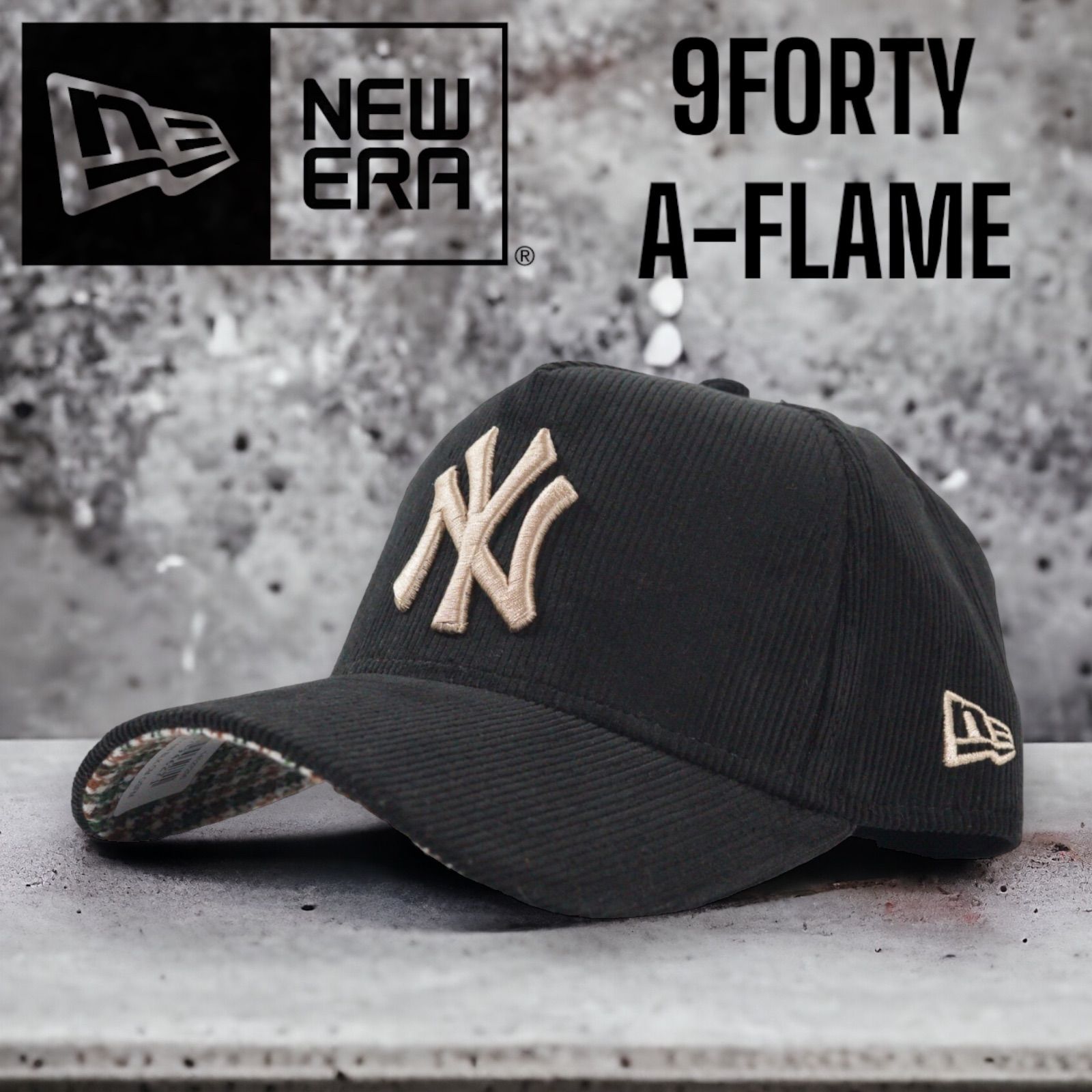 NEWERA NY ヤンキース A-frame 黒 コーデュロイ