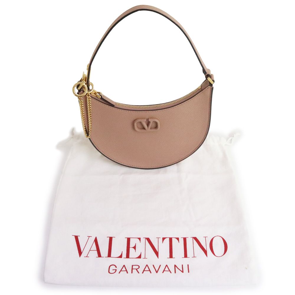★VALENTINO★ガラヴァーニ Vロゴ シグネチャーミニ ホーボー Vlogo Signature Mini Hobo Bag In Grainy Calfskin for Woman