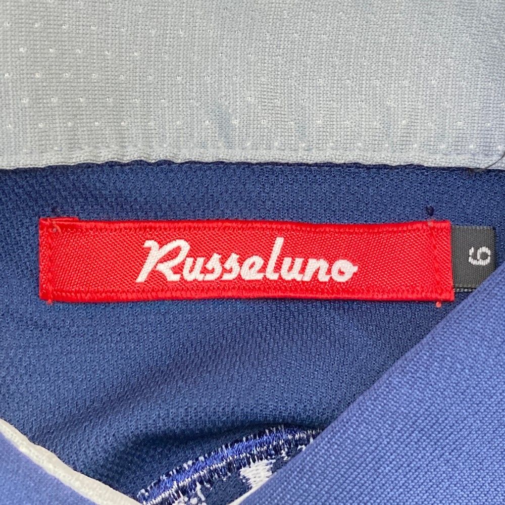 美品　Russeluno ラッセルノ　半袖ポロシャツ Russeluno ラッセルノ 半袖ポロシャツ 白×黒 バックプリント