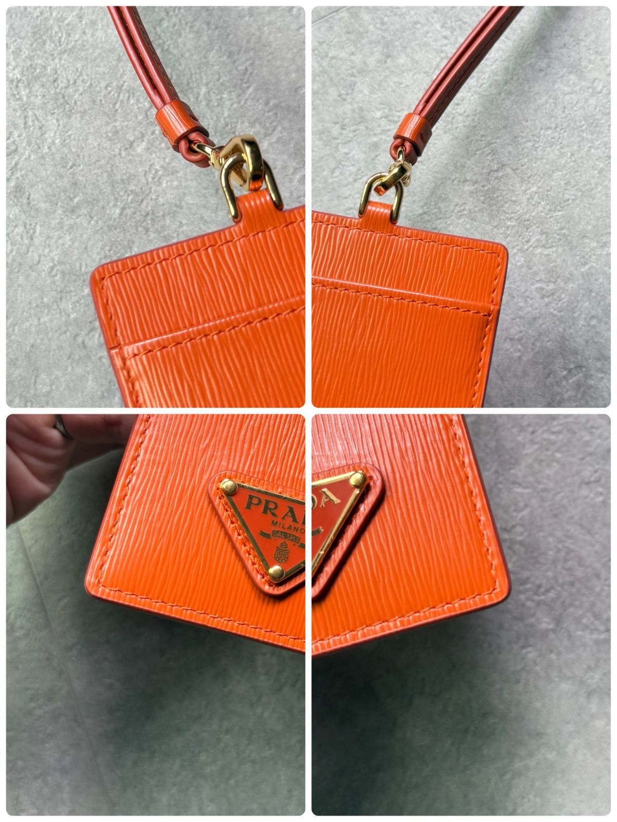 極美品 PRADA プラダ サフィアーノ レザー ショルダー カードケース ID