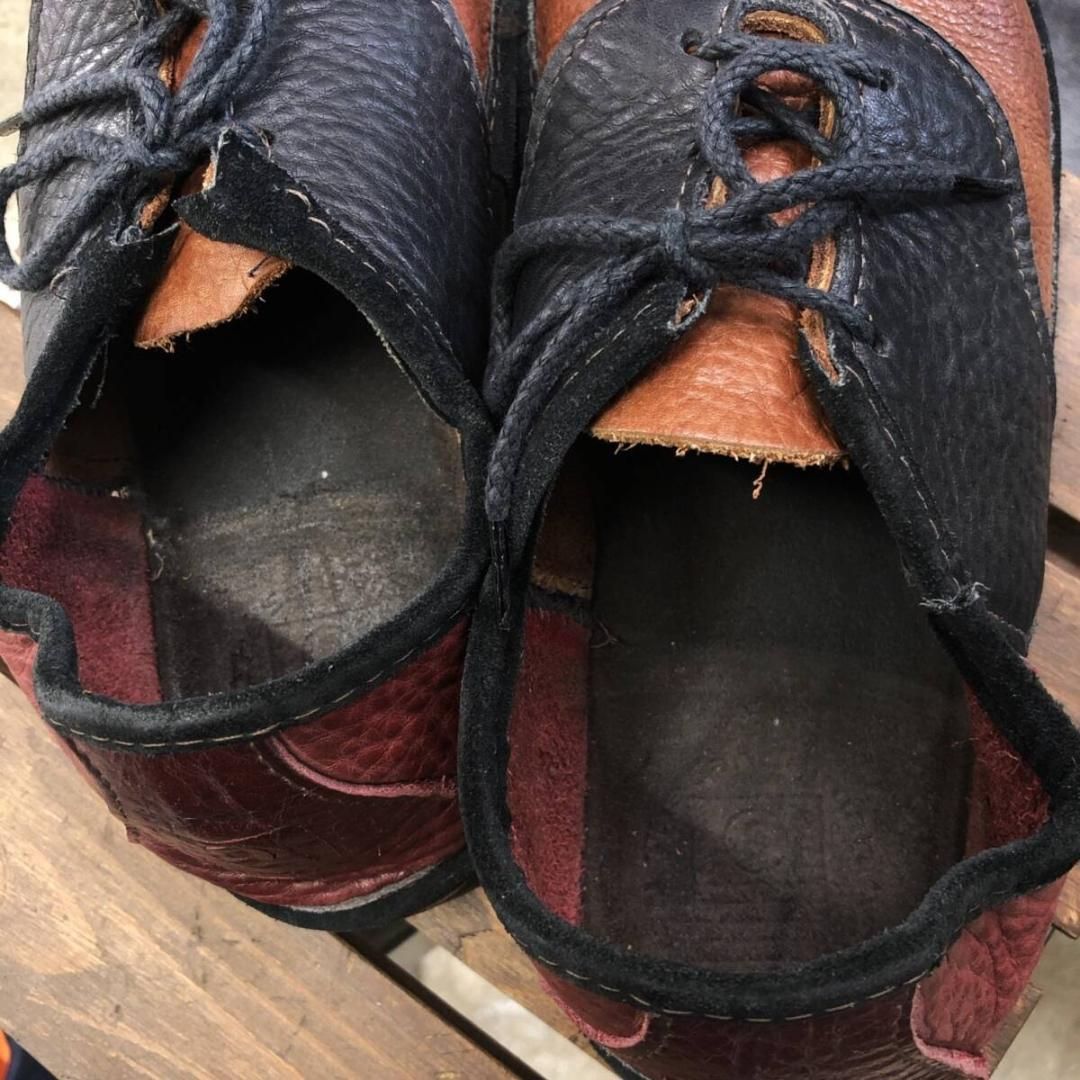 The Sandalman Saddle Shoes US 9 ブラウン 黒 バーガンディ系 サンダルマン レザーサドルシューズ デニム 口コミ多数