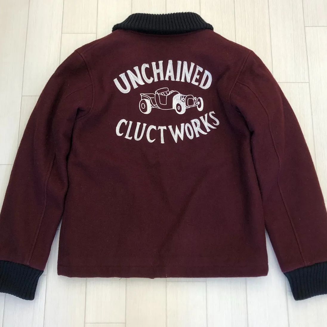 CLUCT 刺繍入りスタジャン CLUCT クラクト スタジャン えんじ ボルドー 刺繍 メルトン ウール S