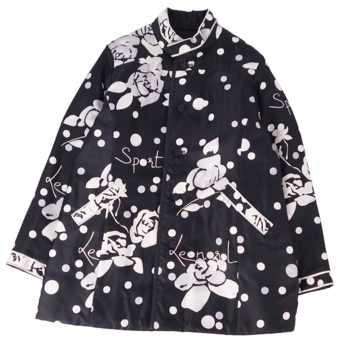 美品 レオナール LEONARD SPORT コート リバーシブル 花柄 ポリエ
