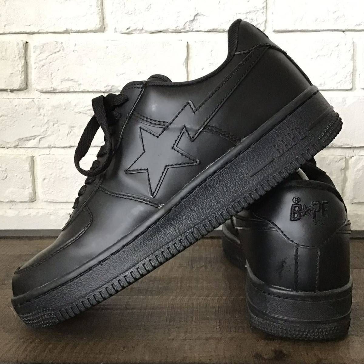 ブラック レザー BAPESTA スニーカー 27.5cm US9.5 a bathing ape 