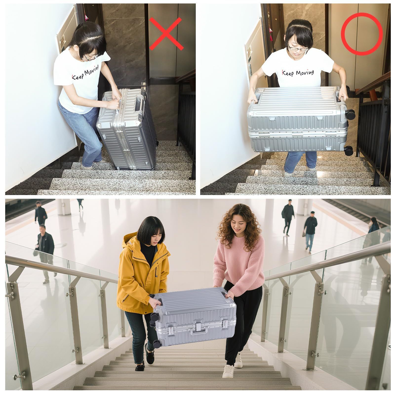 大 GGQAAA 24寸 luggage 特別の収納 スーツケース出張 留学用スーツケース大型多機能大容量USB Silver 24inch|3-5泊|50L HRDEVELOPMENT_JP