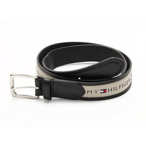 メンズベルト 人気ブランド トミーヒルフィガー TOMMY HILFIGER ブラック×カーキ 本革 ロゴ カジュアルベルト 38mm USA直輸入モデル メンズギフト 送料無料