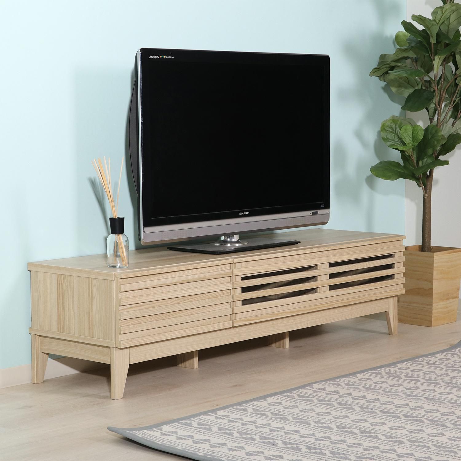 ♪引出し付 TVボード ナチュラル 幅150cm テレビ台 テレビボード ローボード リビング