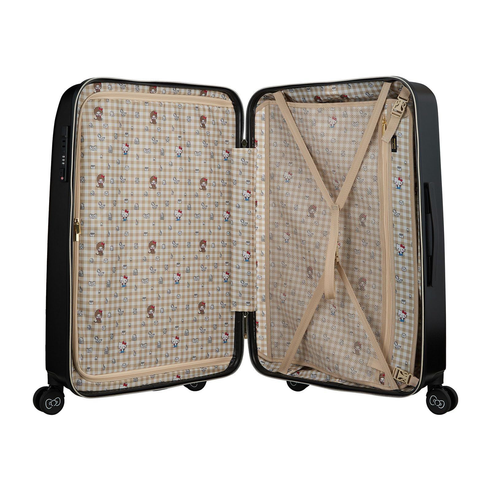 SA21.ブラック カップホルダー付き モンチッチ×ハローキティ Lサイズ スーツケース シフレ