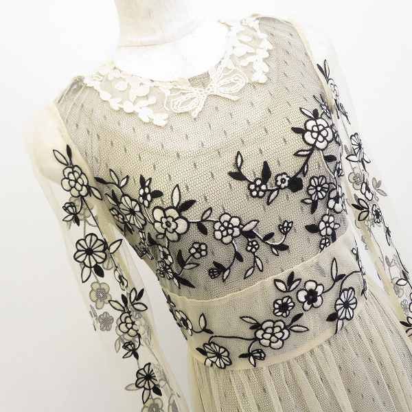 レディース RED VALENTINO 刺繍ロングワンピース ピンクベージュ 38