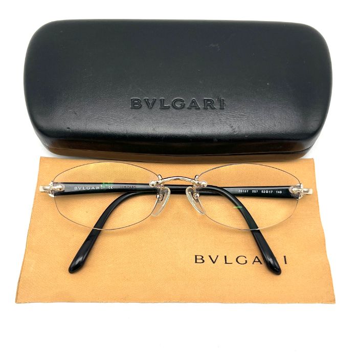 BVLGARI ブルガリ リムレス ロゴ 度入り シルバー プラスチック 眼鏡 eH0642N