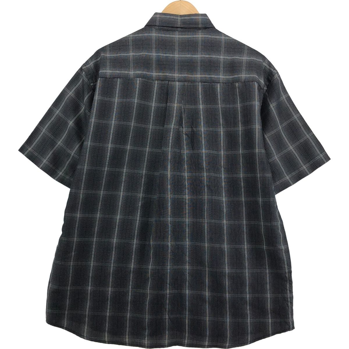 M PERRY ELLIS(ペリーエリス) レーヨンチェックシャツ 古着 ペリーエリス PERRY ELLIS チェック柄 半袖 レーヨンシャツ