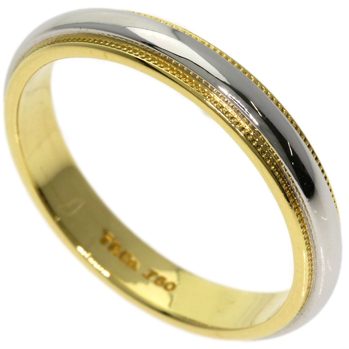 TIFFANY-Co. ティファニー ミルグレイン リング 指輪 K18YG PT950 レディース