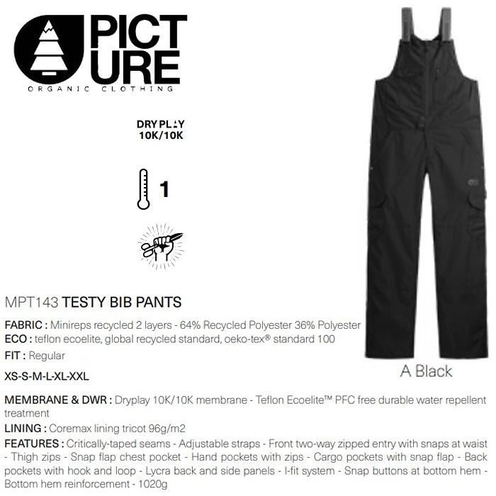 ピクチャー ウェア ビブパンツ 23-24 PICTURE TESTY BIB PANTS