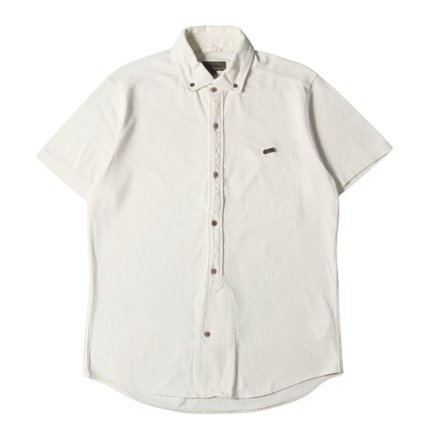 Nigel Cabourn ナイジェルケーボン シャツ サイズ:50 ワンポイント リボン ボタンダウン 鹿の子 半袖シャツ OFFICERS SH SS JERSEY B.D アイボリー 日本製 トップス カジュアルシャツ【メンズ】