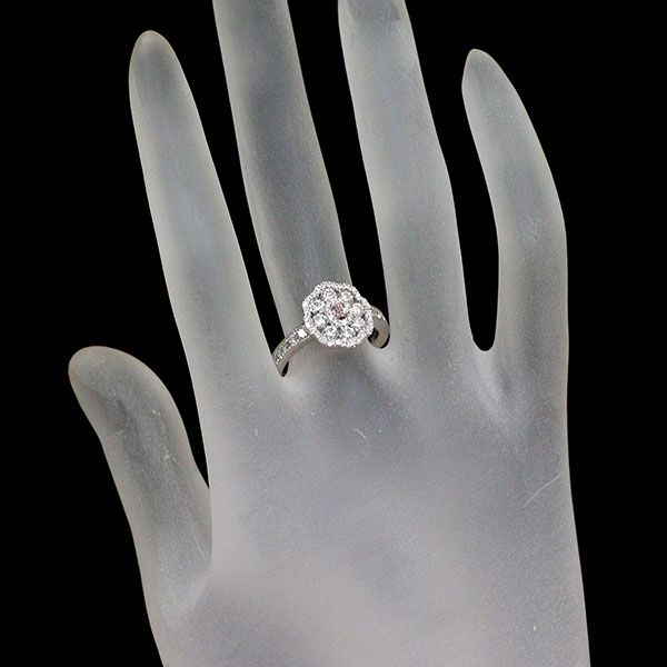 希少 Pt950 天然ピンク ダイヤモンド リング 0.061ct FIPP VS1
