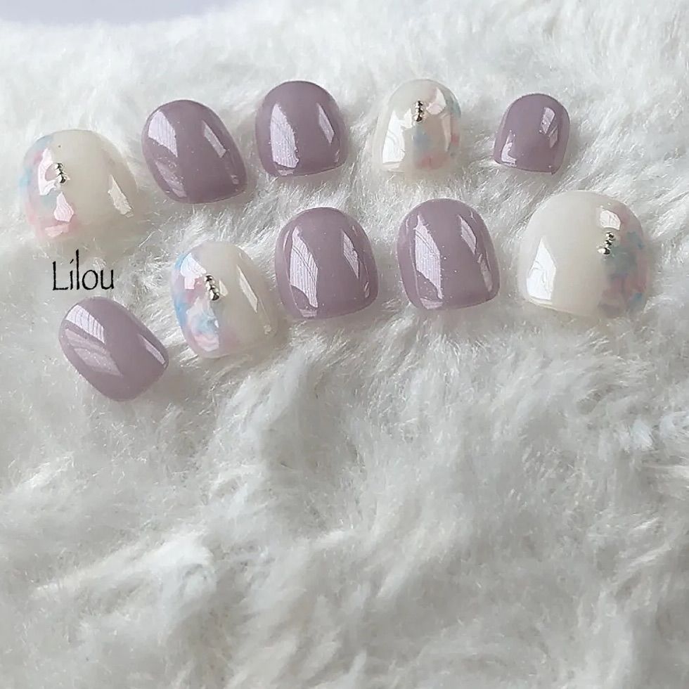 071 現品 くすみカラーネイル ニュアンスネイル マーブルネイル  