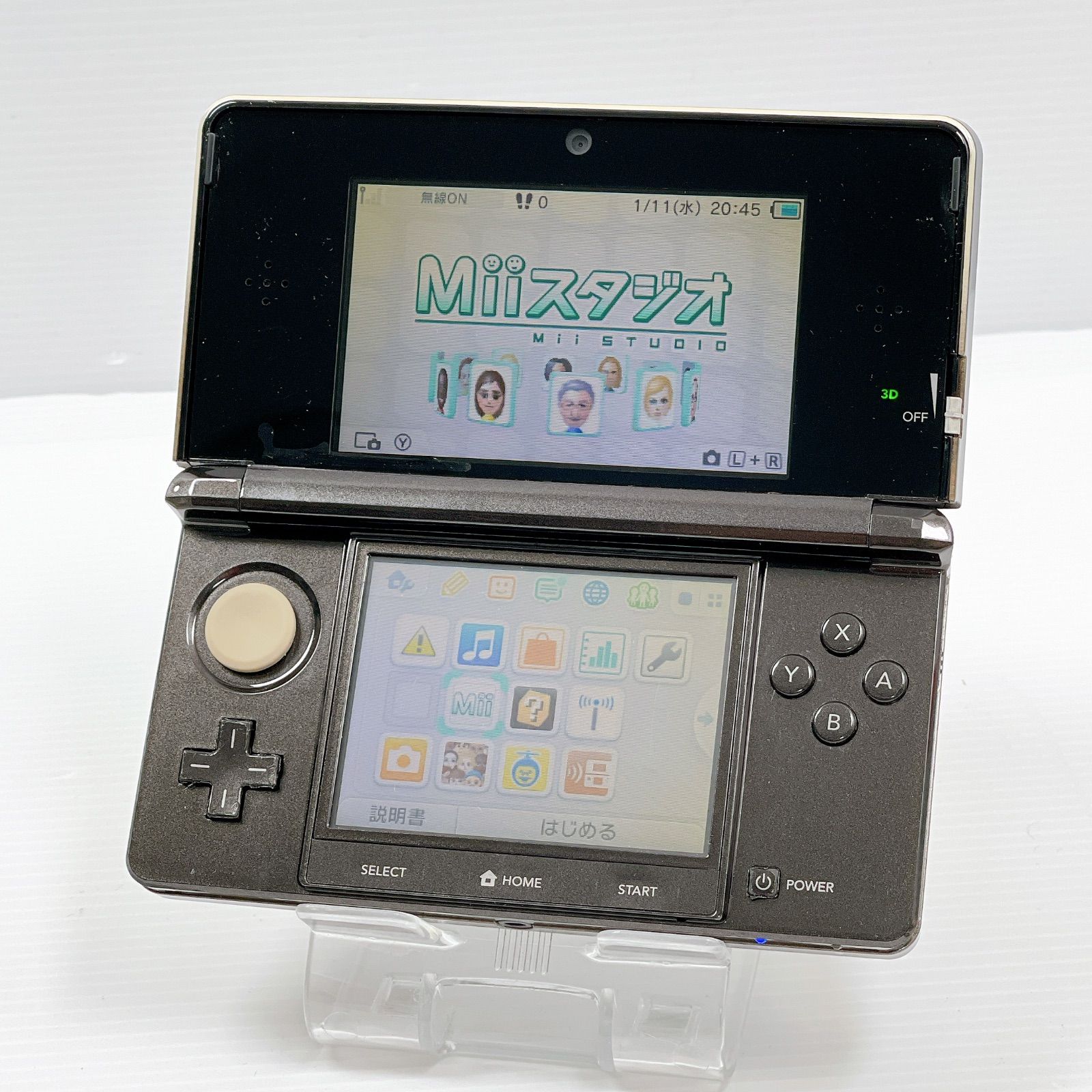 [美品] 3DSコスモブラック本体 送料無料 クリーニング済　保護ケース付き ムスビー｜安心保証付 新品未使用 ニンテンドー3DS コスモ