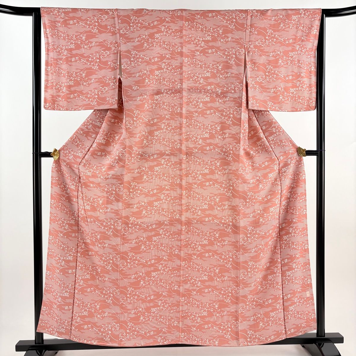 小紋 身丈157cm 裄丈63.5cm S 袷 落款 萩 霞 ピンク 正絹 優品 小紋 身丈157cm 裄丈63.5cm S 袷 落款 萩 霞 ピンク 正絹 優品