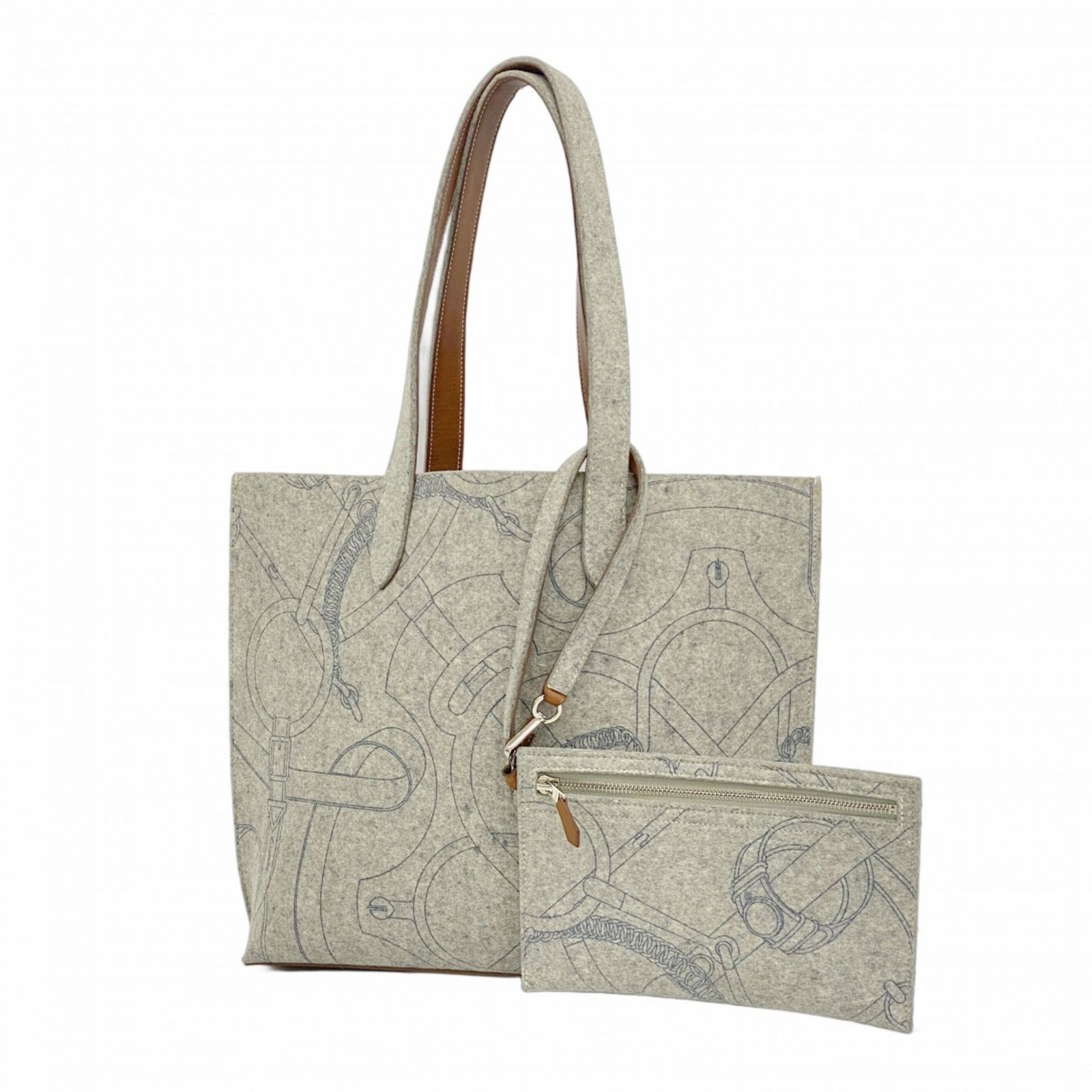 HERMÈS グレー トートバッグ HERMES エルメス トートバッグ ガーデンパーティーPM グレー系