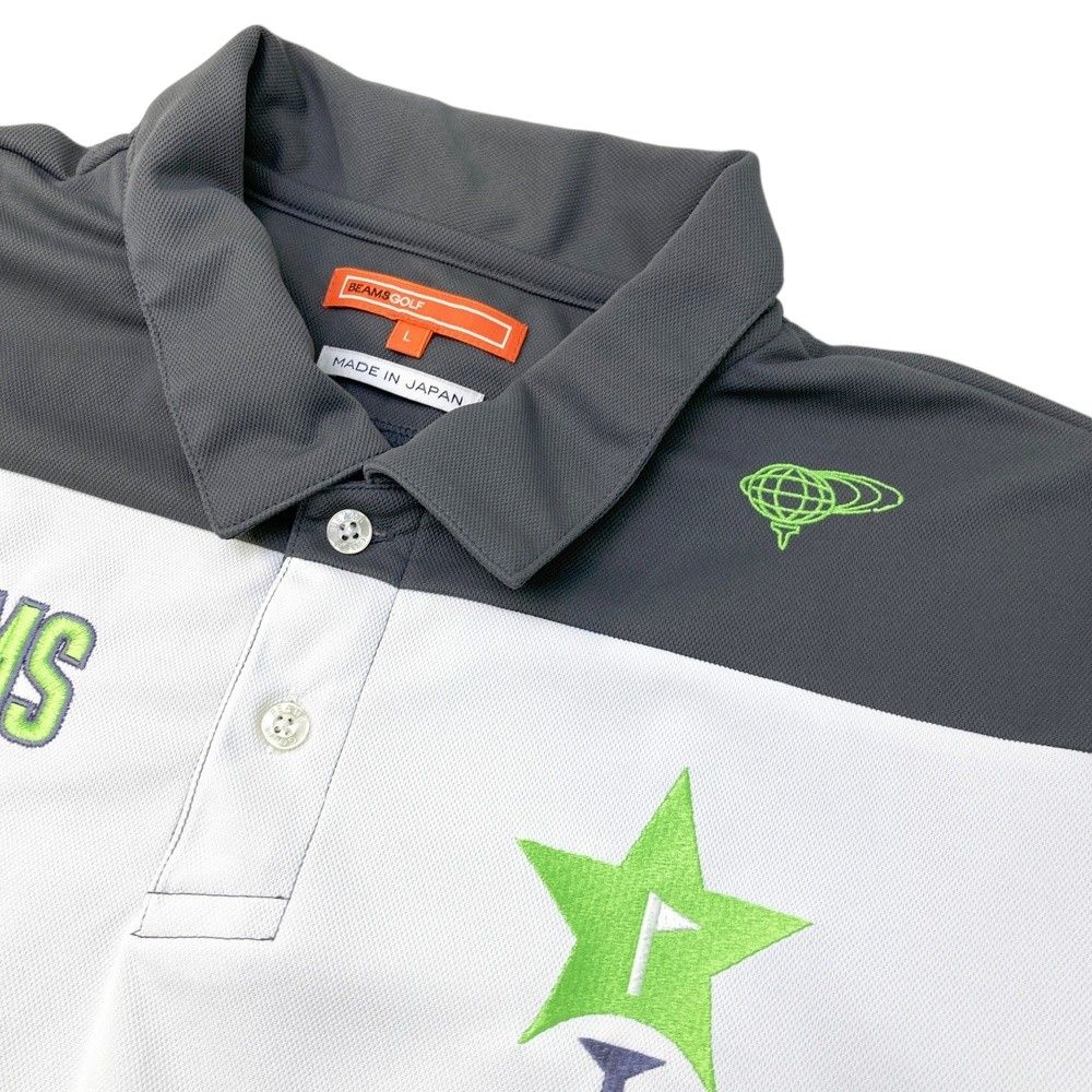サイズ：L BEAMS GOLF ビームスゴルフ 半袖ポロシャツ グレー系