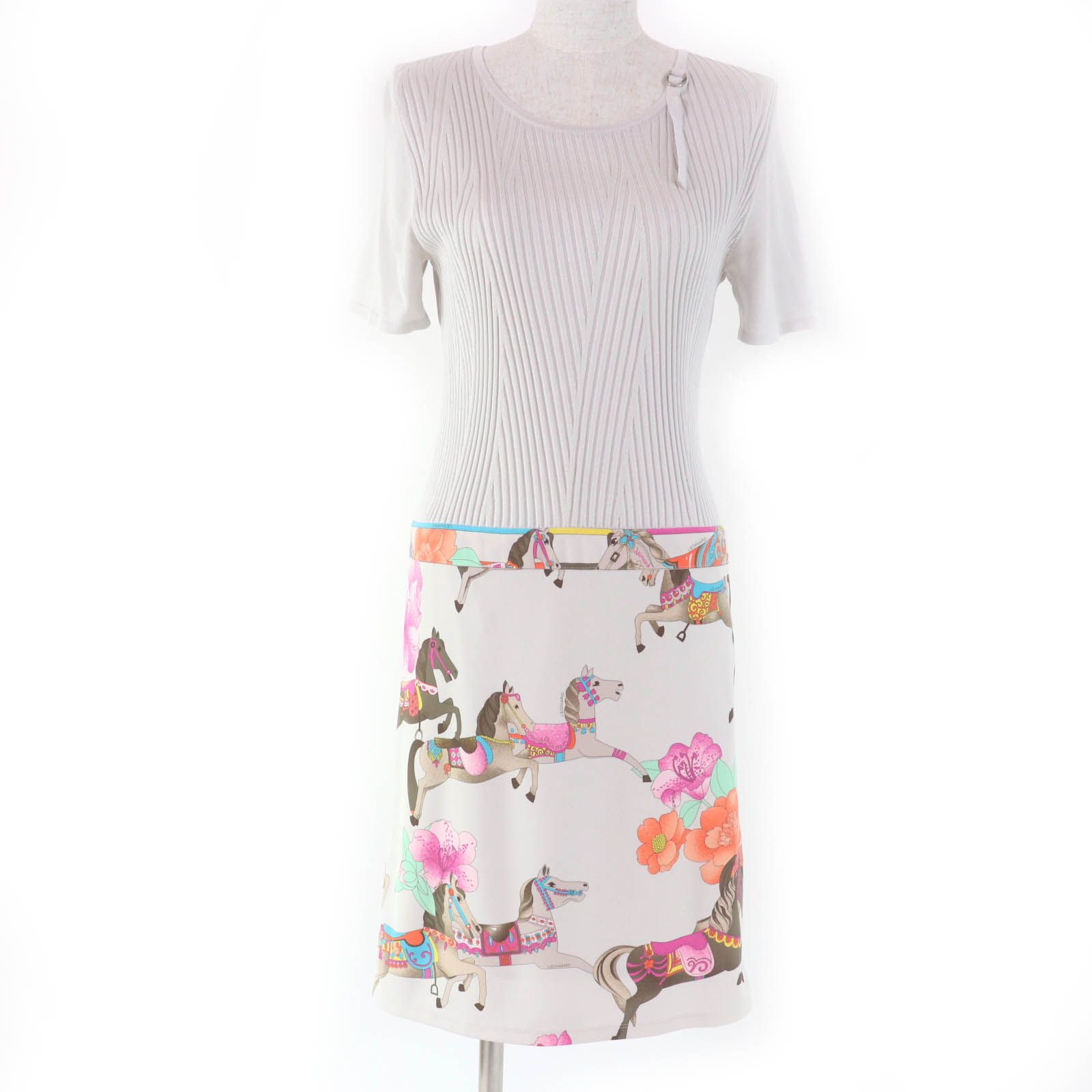 最終値下げ‼️極美品　LEONARD 半袖ワンピース 極美品☆LEONARD SPORT レオナールスポーツ フラワー・総柄デザイン