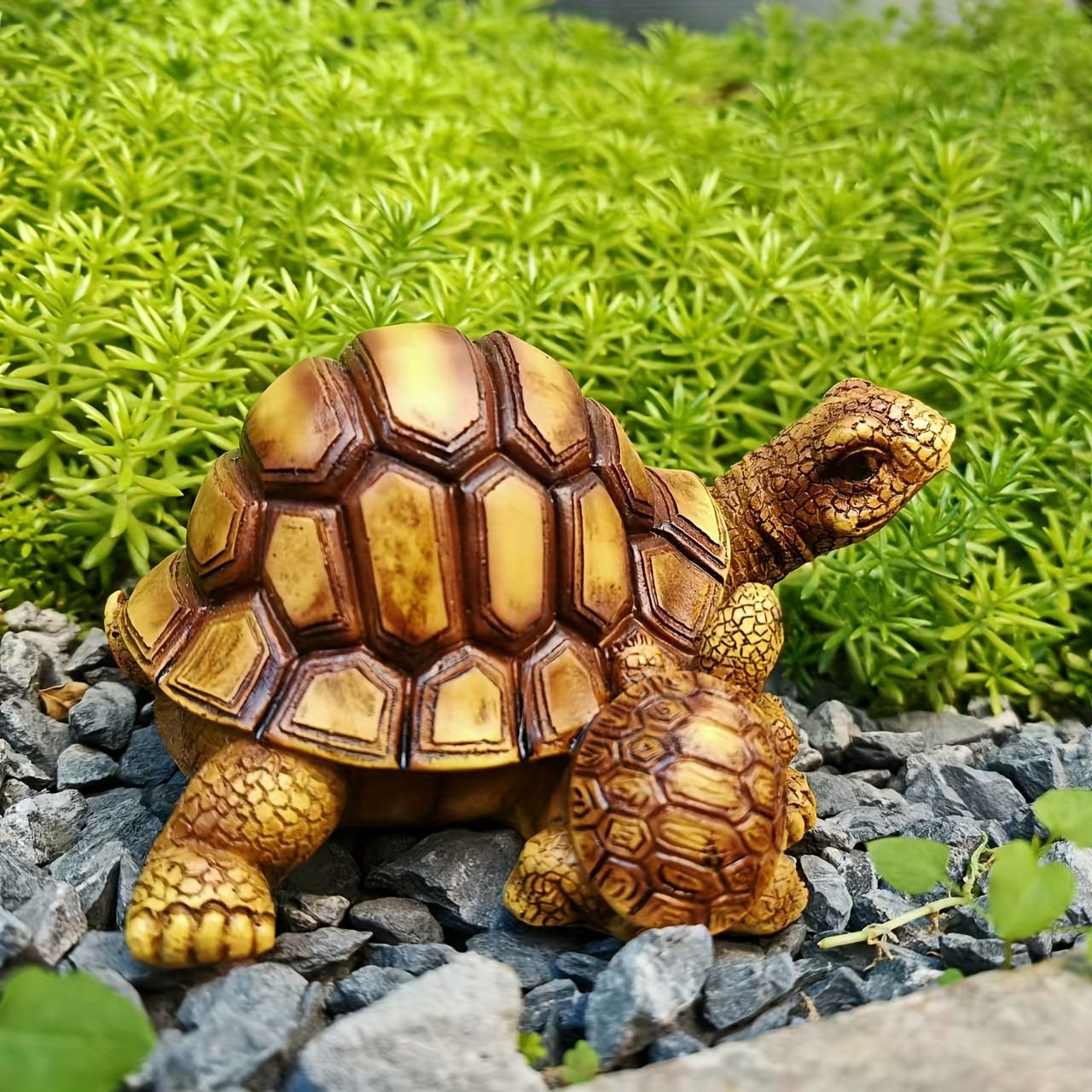 置物 オブジェ ガーデンオーナメント カメの親子 亀 かめ リクガメ