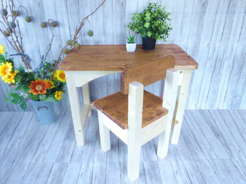 ハンドメイド キッズチェア-キッズデスク チーク色＆ナチュラル