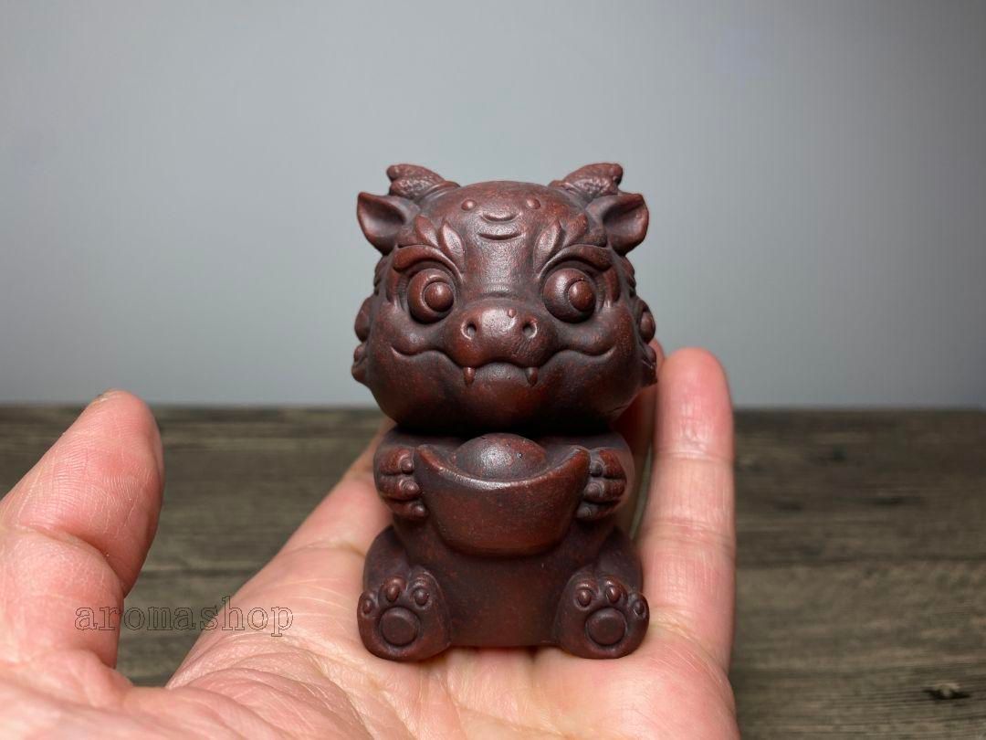 宜興紫砂 干支竜 茶寵 茶玩 小竜人 蓋置 茶道具 装飾品 工芸品