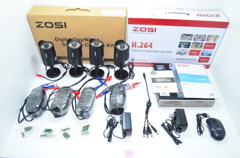 送料無料 ZOSI ゾシ 4AK-2611NB-JP＋ZR08KN|10 防犯カメラセット 4台＋8CH DVR 720P H.264 ネットワークレコーダー付 監視システム