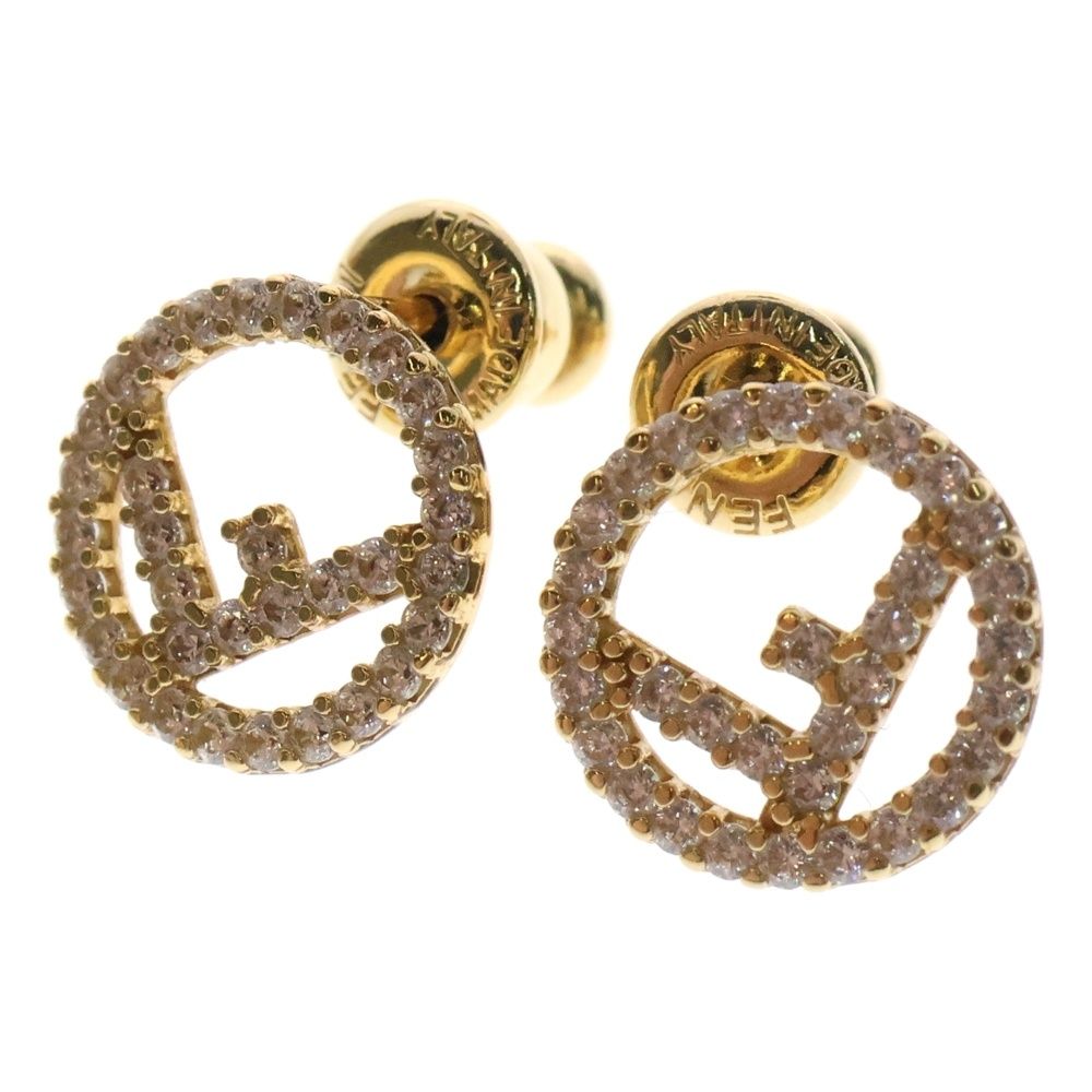 現行 FENDI フェンディ エフイズ リング ゴールド ラインストーン S